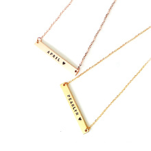 Personality Custom Stamp Engraved Stainless Steel Gold Blank Bar Necklace